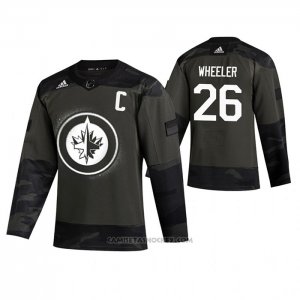 Camiseta Hockey Winnipeg Jets Blake Wheeler 2019 Veterans Day Camuflaje