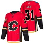 Camiseta Hockey Hombre Autentico Calgary Flames 31 Eddie Lack Home 2018 Rojo