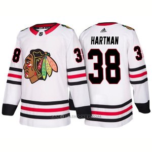 Camiseta Hockey Hombre Male Blackhawks 38 Ryan Hartman Away 2018 Blanco