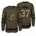 Camiseta Hockey Hombre Tampa Bay Lightning 37 Yanni Gourde Verde Camo