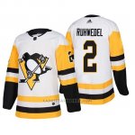 Camiseta Pittsburgh Penguins Chad Ruhwedel Away Adidas Autentico Jugador Blanco