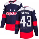Camiseta Hockey Hombre Washington Capitals 43 Tom Wilson Azul Autentico 2018 Stadium Series Stitched