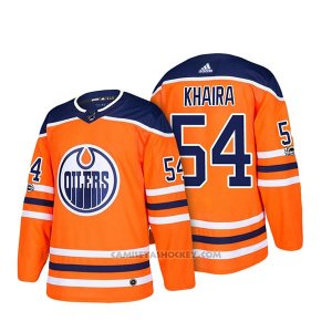 Camiseta Hockey Hombre Edmonton Oilers 54 Jujhar Khaira 2018 Naranja