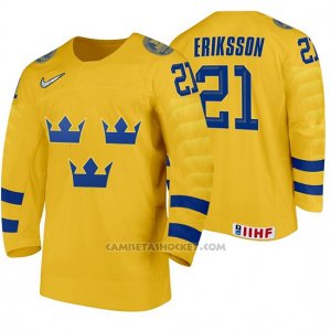 Camiseta Hockey Suecia Loui Eriksson Home 2020 IIHF World Amarillo