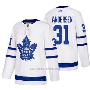 Camiseta Hockey Hombre Toronto Maple Leafs 31 Frederik Andersen Away 2017-2018 Blanco