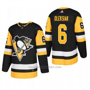 Camiseta Hockey Hombre Pittsburgh Penguins 6 Jamie Oleksiak Home Autentico Jugador Negro