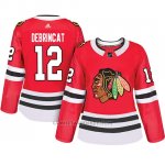 Camiseta Mujer Chicago Blackhawks 12 Alex Debrincat Adizero Jugador Home Rojo