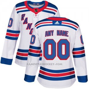 Camiseta Hockey Mujer New York Rangers Segunda Personalizada Blanco