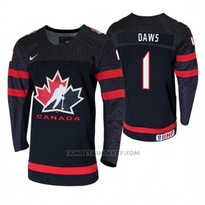 Camiseta Hockey Canada Nico Daws 2020 IIHF World Junior Championship Negro