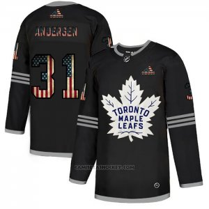 Camiseta Hockey Toronto Maple Leafs Frederik Andersen 2020 USA Flag Negro