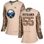 Camiseta Hockey Mujer Buffalo Sabres 55 Rasmus Ristolainen Camo Autentico 2017 Veterans Day Stitched