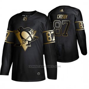 Camiseta Hockey Pittsburgh Penguins Sidney Crosby Golden Edition Autentico Negro