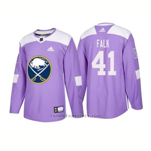 Camiseta Hockey Hombre Autentico Buffalo Sabres 41 Justin Falk 2018 Hockey Fights Cancer Violeta