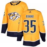 Camiseta Hockey Hombre Nashville Predators 35 Pekka Rinne Amarillo Home Autentico Stitched