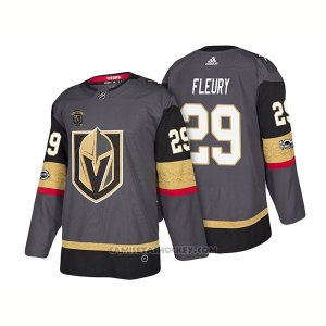 Camiseta Hockey Hombre Vegas Golden Knights 29 Marc Andre Fleury Steel Vegas Centennial 2017-2018 Gris