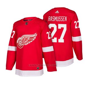 Camiseta Hockey Hombre Autentico Detroit Red Wings 27 Michael Rasmussen Home 2018 Rojo