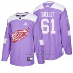 Camiseta Detroit Red Wings Xavier Ouellet Hockey Fights Cancer Violeta