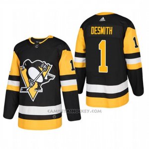 Camiseta Hockey Hombre Pittsburgh Penguins 1 Casey Desmith Home Autentico Jugador Negro