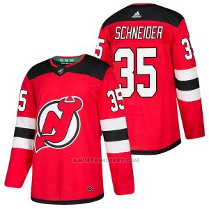 Camiseta Hockey Hombre Autentico New Jersey Devils 35 Cory Schneider Home 2018 Rojo