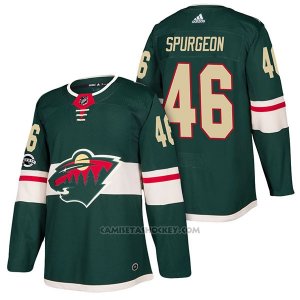 Camiseta Hockey Hombre Autentico Minnesota Wild 46 Jared Spurgeon Home 2018 Verde