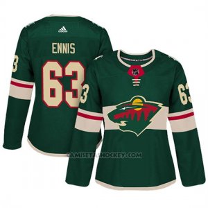 Camiseta Mujer Minnesota Wild 63 Tyler Ennis Adizero Jugador Home Verde