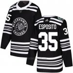 Camiseta Hockey Chicago Blackhawks 35 Tony Esposito Autentico 2019 Winter Classic Negro