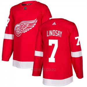 Camiseta Hockey Detroit Red Wings 7 Ted Lindsay Primera Autentico Rojo