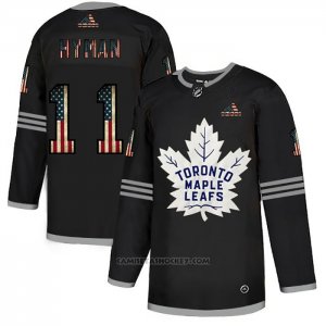 Camiseta Hockey Toronto Maple Leafs Zach Hyman 2020 USA Flag Negro