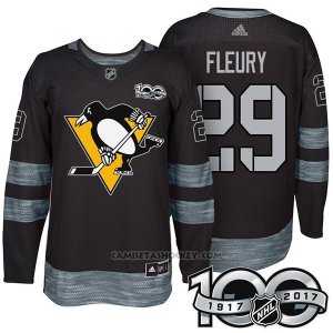 Camiseta Hockey Hombre Pittsburgh Penguins 29 Marc Andre Fleury 2017 Centennial Limited Negro