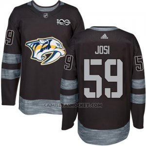 Camiseta Hockey Hombre Nashville Predators 59 Roman Josi Negro 1917-2017 100 Aniversario Stitched