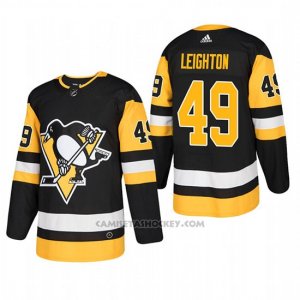 Camiseta Hockey Hombre Pittsburgh Penguins 49 Michael Leighton Home Autentico Jugador Negro
