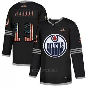 Camiseta Hockey Edmonton Oilers Patrick Maroon 2020 USA Flag Negro