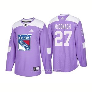Camiseta Hockey Hombre Autentico New York Rangers 27 Ryan Mcdonagh Hockey Fights Cancer 2018 Violeta
