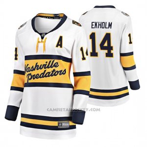 Camiseta Hockey Mujer Nashville Predators Mattias Ekholm Breakaway Jugador 2020 Winter Classic Blanco