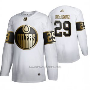 Camiseta Hockey Edmonton Oilers Leon Draisaitl Golden Edition Limited Blanco