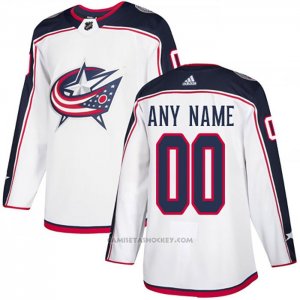 Camiseta Hockey Columbus Blue Jackets Road Autentico Personalizada Blanco