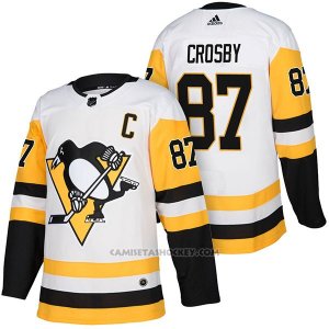 Camiseta Hockey Hombre Autentico Pittsburgh Penguins 87 Sidney Crosby Away 2018 Blanco