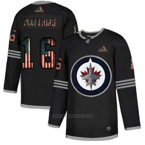 Camiseta Hockey Winnipeg Jets Matthirs 2020 USA Flag Negro