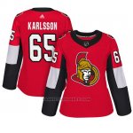 Camiseta Mujer Ottawa Senators 65 Erik Karlsson Adizero Jugador Home Rojo