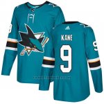 Camiseta Hockey Hombre San Jose Sharks 9 Evander Kane Teal Home Autentico Stitched