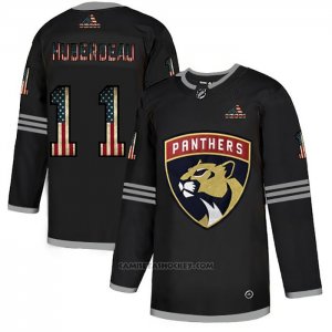 Camiseta Hockey Florida Panthers Jonathan Huberdeau 2020 USA Flag Negro