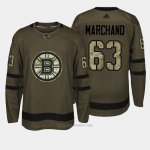 Camiseta Hockey Hombre Boston Bruins 63 Brad Marchand Verde Salute To Service