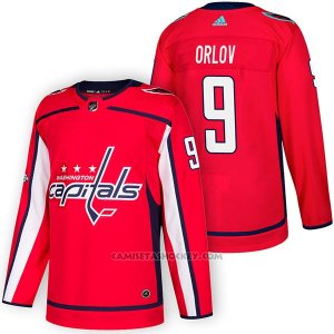 Camiseta Hockey Hombre Autentico Washington Capitals 9 Dmitry Orlov Home 2018 Rojo