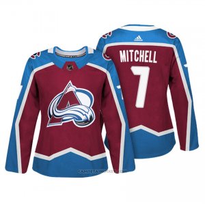 Camiseta Hockey Mujer Colorado Avalanche 7 John Mitchell Maroon Autentico Jugador