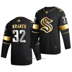 Camiseta Hockey Seattle Kraken Kraken Golden Edition Limited Autentico 2020-21 Negro