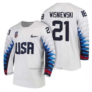 Camiseta USA Team Hockey 2018 Olympic James Wisniewski 2018 Olympic Blanco
