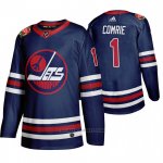 Camiseta Hockey Winnipeg Jets 1 Eric Comrie 2019-20 Heritage Classic Azul