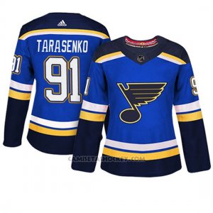 Camiseta Mujer St. Louis Blues 91 Vladimir Tarasenko Blue Adizero Jugador Home