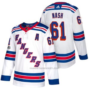 Camiseta Hockey Hombre Autentico New York Rangers 61 Rick Nash Away 2018 Blanco