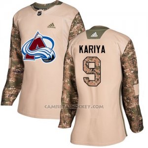 Camiseta Hockey Mujer Colorado Avalanche 9 Paul Kariya Camo Autentico 2017 Veterans Day Stitched